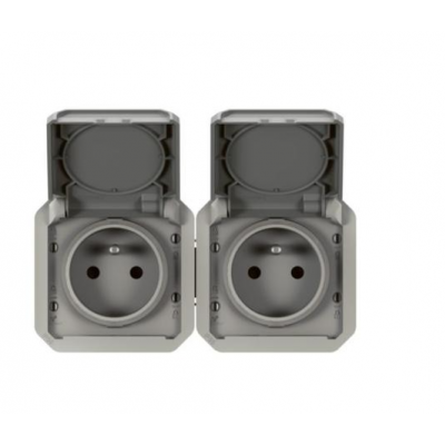 PLEXO Gniazdo podwójne hermetyczne IP55 podtynkowe szary 069562L LEGRAND (069562L)